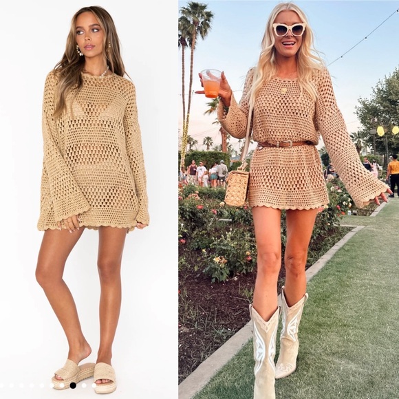 New Show Me Your Mumu Paula Pullover in Latte Crochet - Picture 1 of 7
